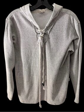 SOUTHERN SPIRIT Hoodie Womens Small Gray Pullover Lace Up Lightweight Terry
